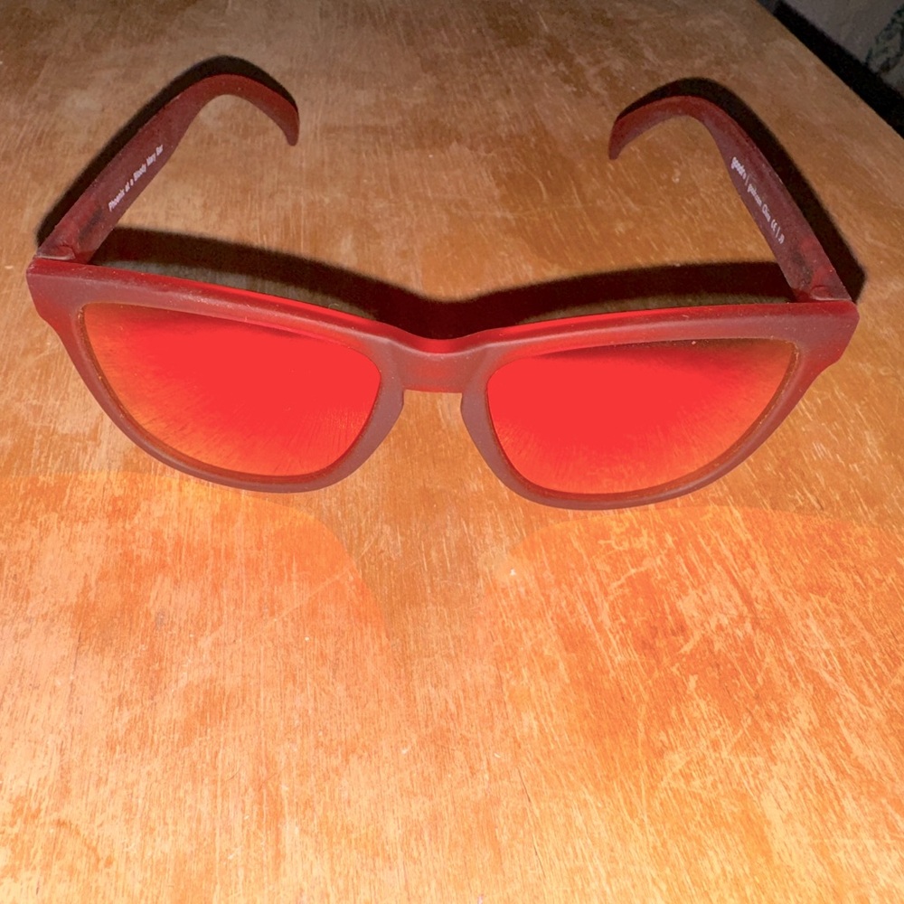 Goodr No Slip. Red Sunglasses with Pink Lenses